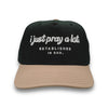 Pray A Lot. Signature Snapback // Black & Tan Hats Established In God 