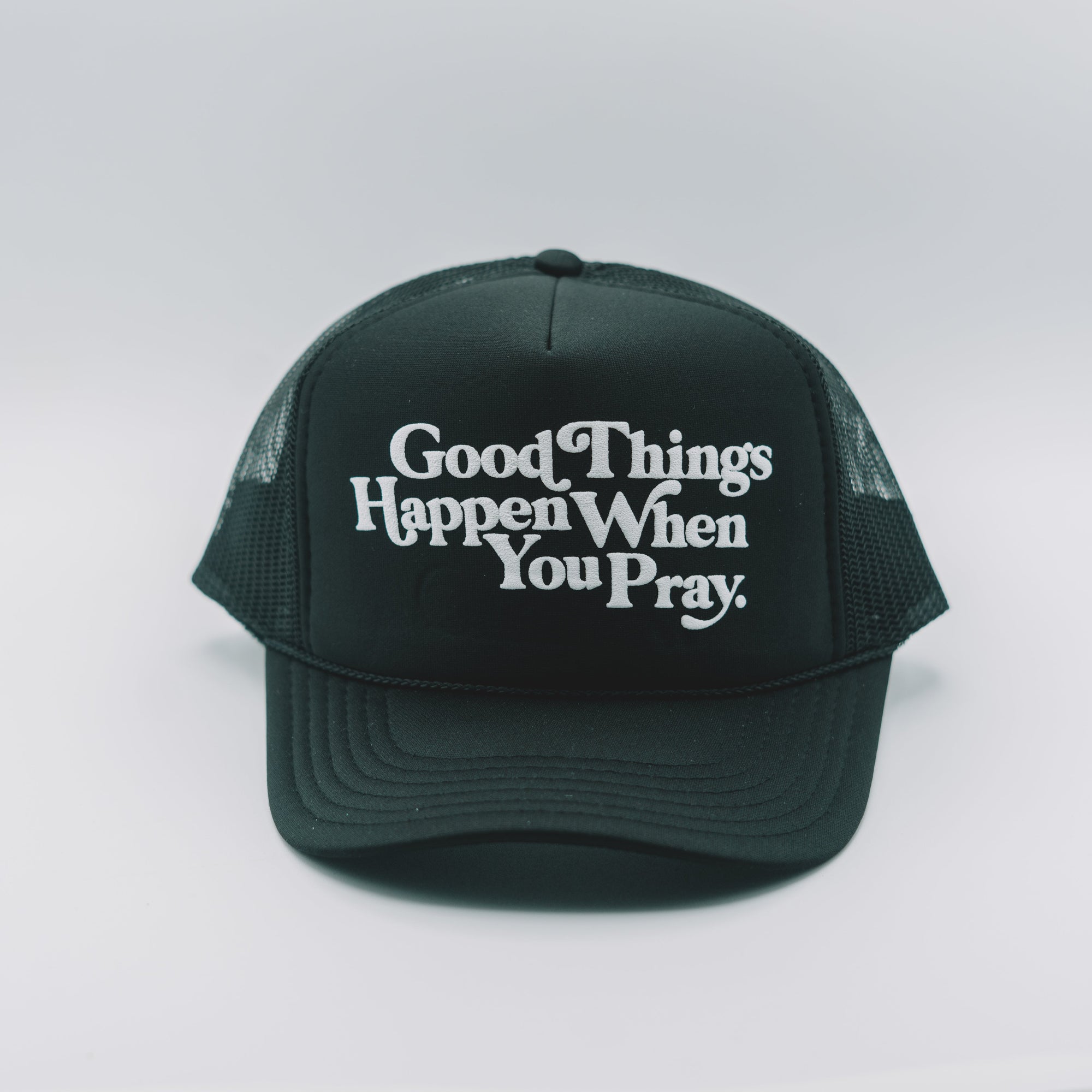 Good Things Trucker Classic Hats Established In God Black