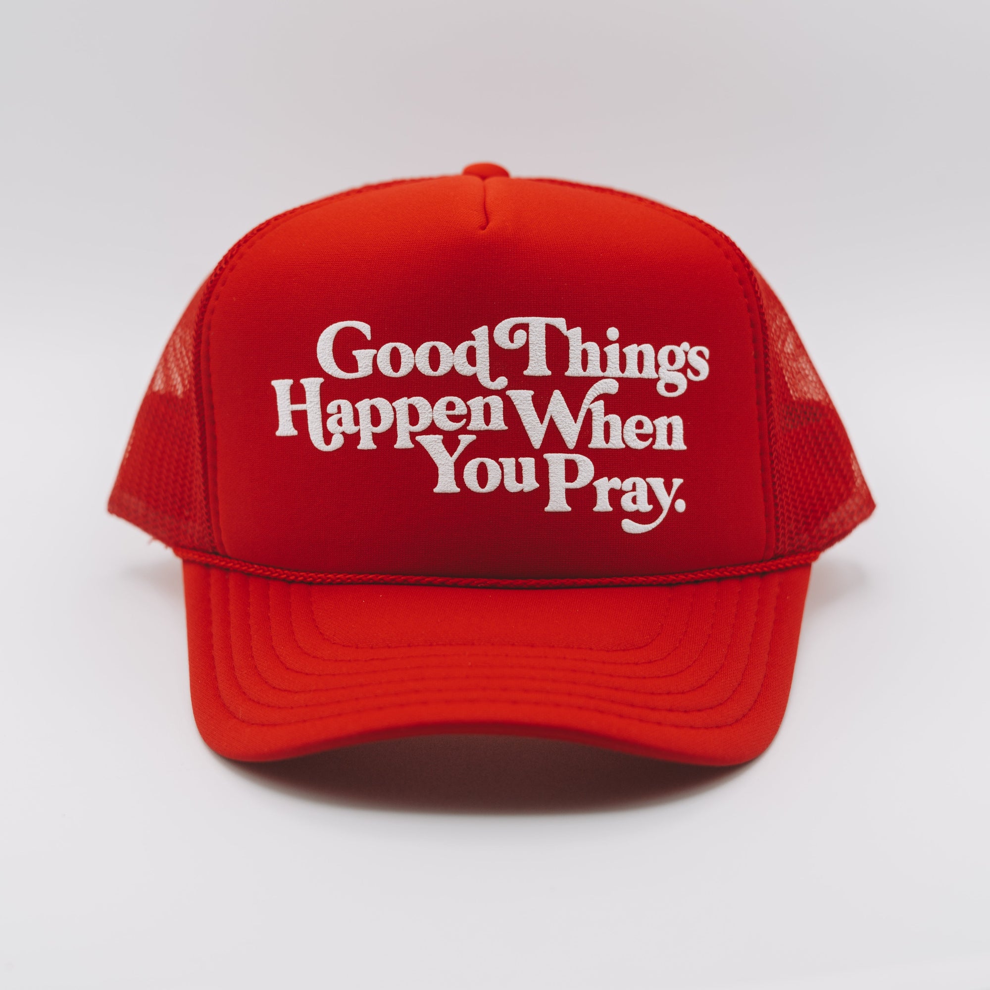 Good Things Trucker Classic Hats Established In God Red