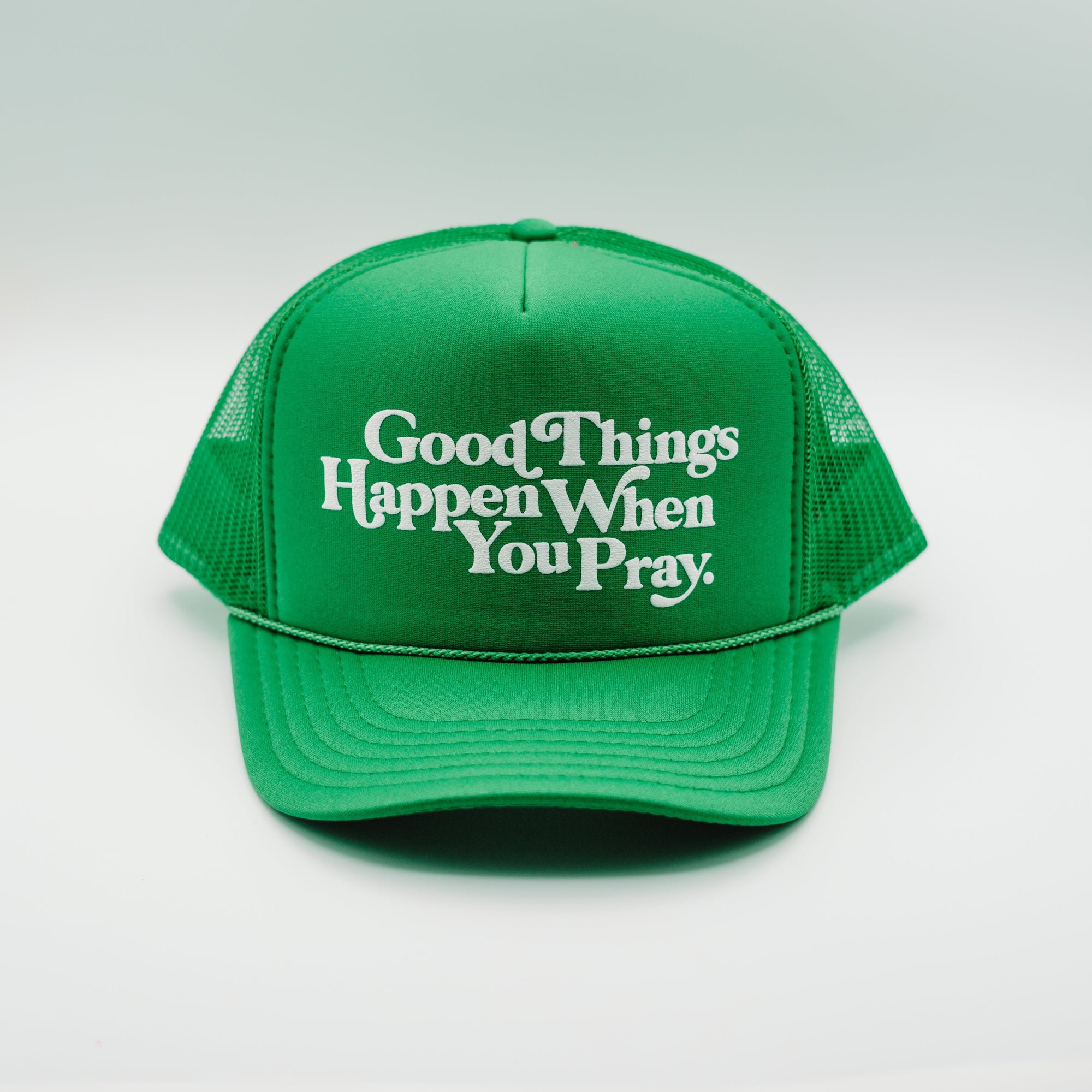 Good Things Trucker Classic Hats Established In God Green