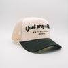 Pray A Lot. Signature Trucker // Black & Tan Hats Established In God