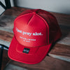 Pray Alot. Trucker Hat - Cherry Red Hats Established In God