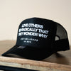 MORE LOVE. Trucker Hats Established In God Black